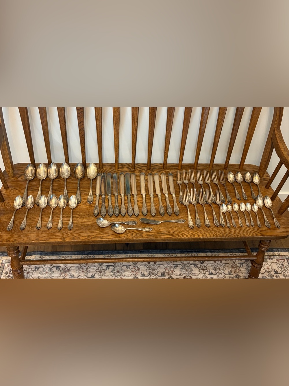 51 Pc Antique 1847 Rogers Bros Silverplate Flatware Lot Vesta Pattern (1895)